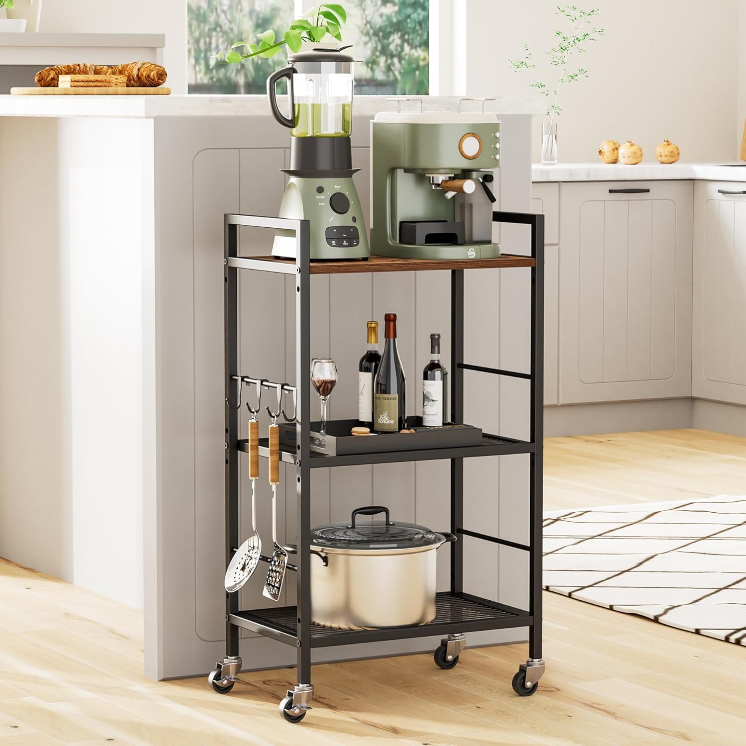 Maximize Your Space: Stylish 5-Tier Kitchen Rack with Power Supply