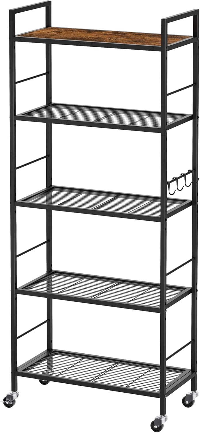 Maximize Your Space: Stylish 5-Tier Kitchen Rack with Power Supply