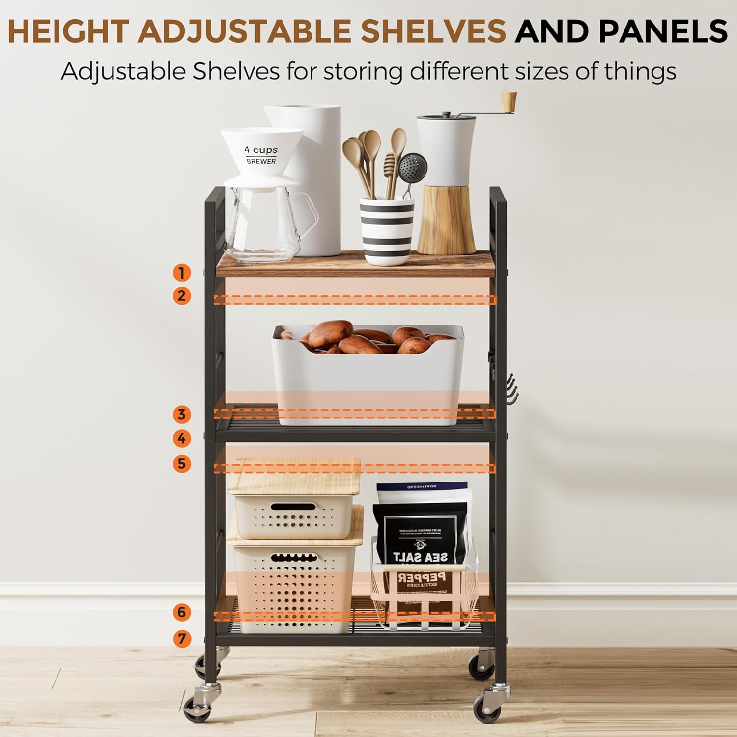 Maximize Your Space: Stylish 5-Tier Kitchen Rack with Power Supply
