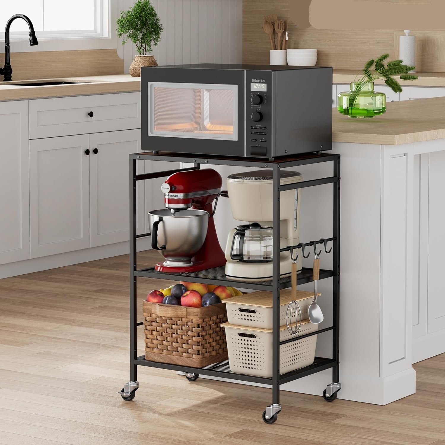 Maximize Your Space: Stylish 5-Tier Kitchen Rack with Power Supply