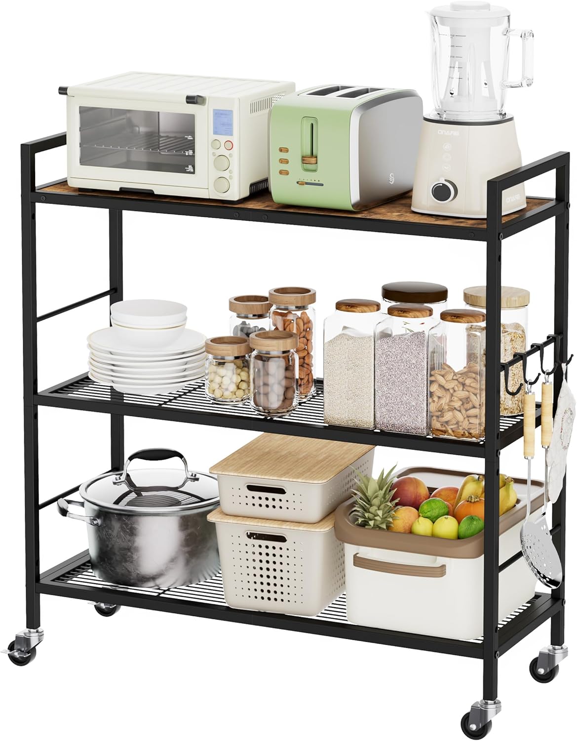 Maximize Your Space: Stylish 5-Tier Kitchen Rack with Power Supply