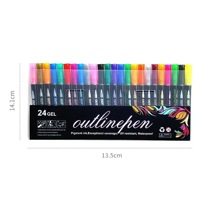 24 Color Double Line Markers for Creative Projects!