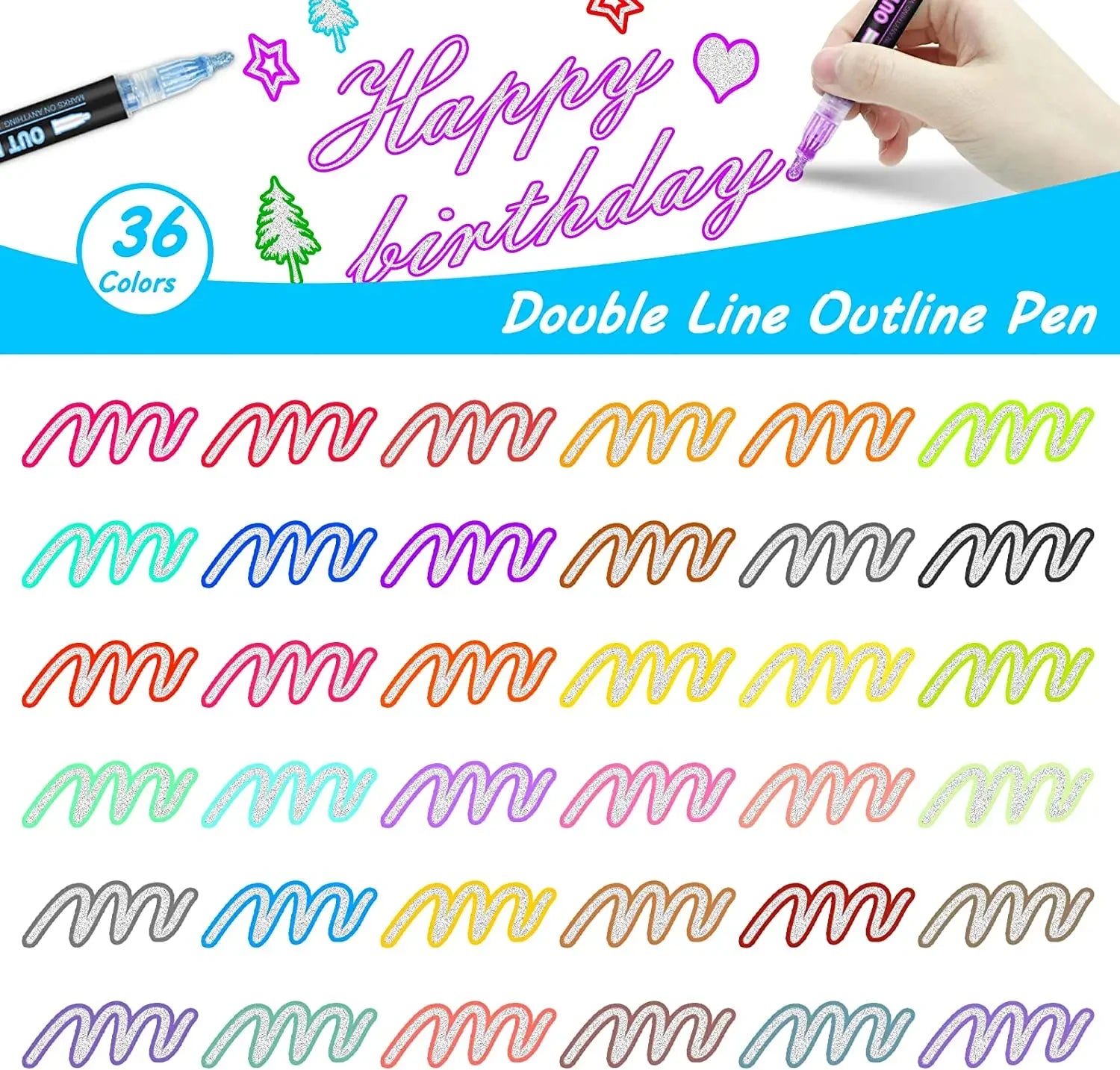 24 Color Double Line Markers for Creative Projects!