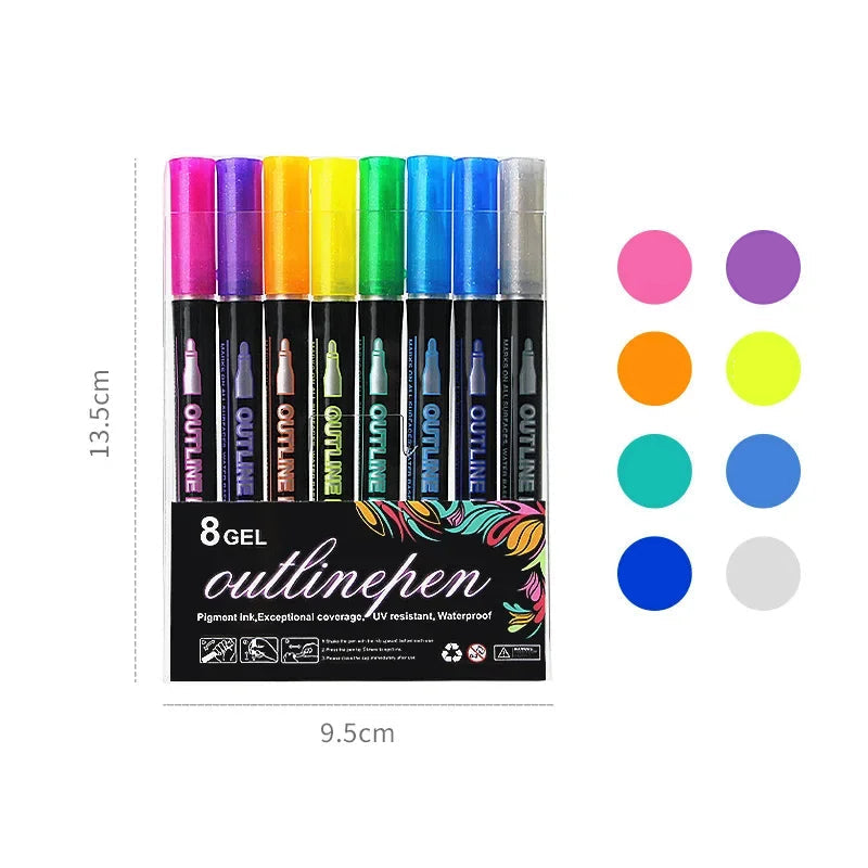 24 Color Double Line Markers for Creative Projects!